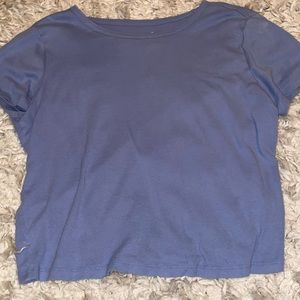 basic lightly cropped blue shirt